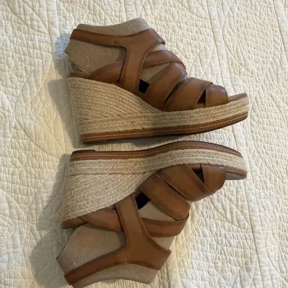Clarks Indigo Amelia Drift Brown Wedge Jute Size 10 Sandals Espadrilles Boho - Picture 6 of 12
